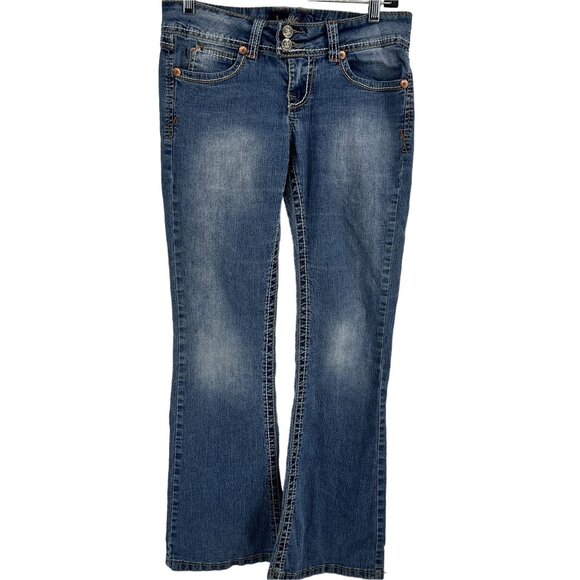 Angels Junior Size 7 Jeans Stretch Flap Pockets Straight Fit Nice! - Picture 2 of 5